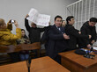 Medienschaffende während Anhörungen im Verfahren gegen den Senden Radio Azattyk
