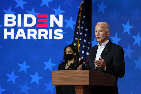 Joe Biden und Kamala Harris bei einer Wahlkampfveranstaltung