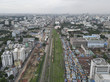 Stadtansicht von oben über die Hauptstadt Bangladeschs, Dhaka