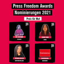 Die Nominierten in der Kategorie Mut der Press Freedom Awards. ©RSF