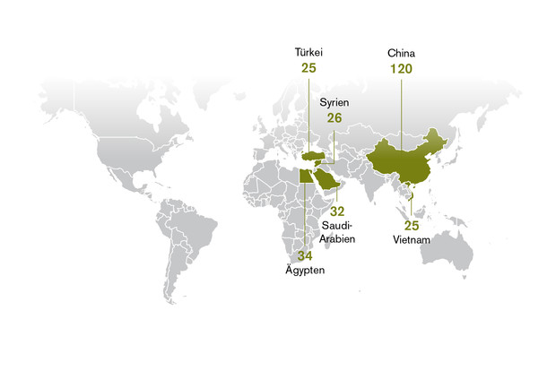 Infografik: Weltkarte mit den Ländern, in denen weltweit die meisten Medienschaffenden inhaftiert sind